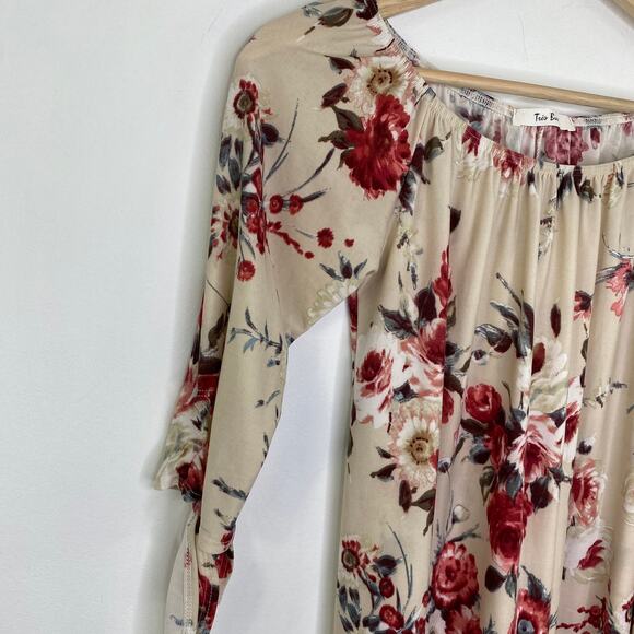 Tres Bien Cream Floral Print Off Shoulder Dress Women's Size Small S - Picture 2 of 7
